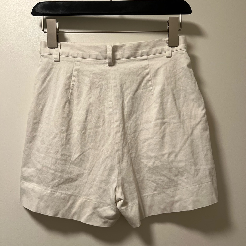 Philippe Adec White High Waist Shorts